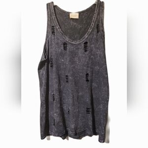 1.4.3. Story by Line Up Charcoal Distressed Tank Top NWOT Large